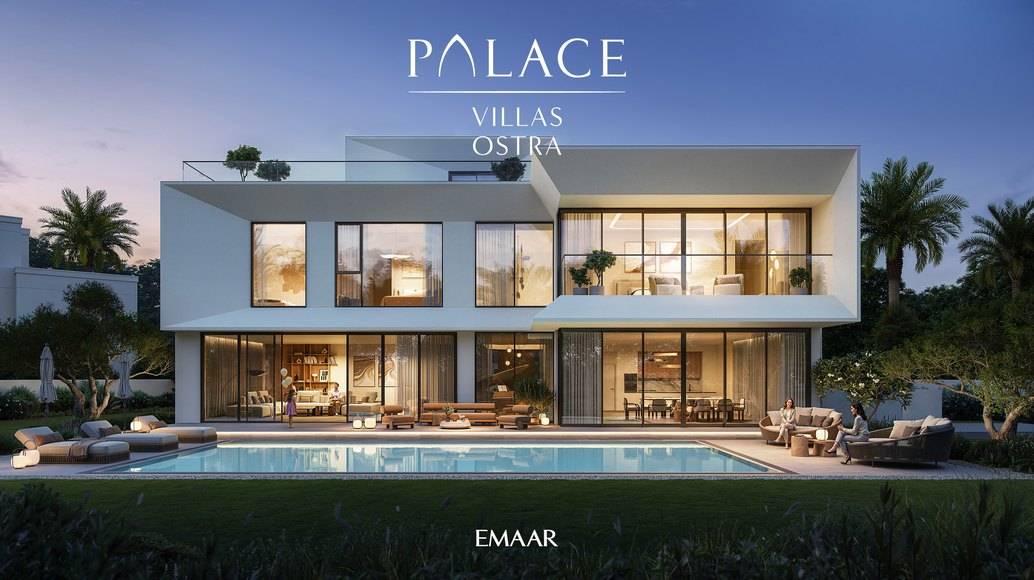 Palace Villas Ostra render at dusk