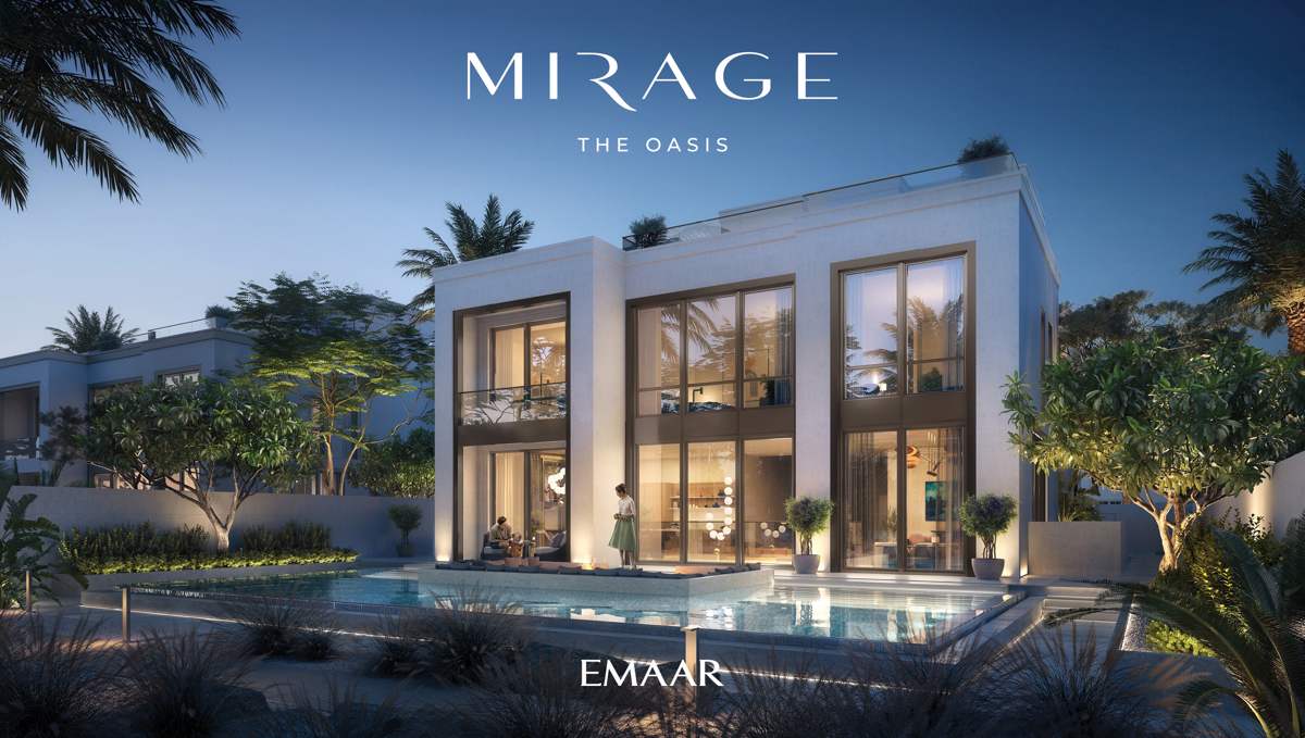 Mirage classical villa with pool at dusk