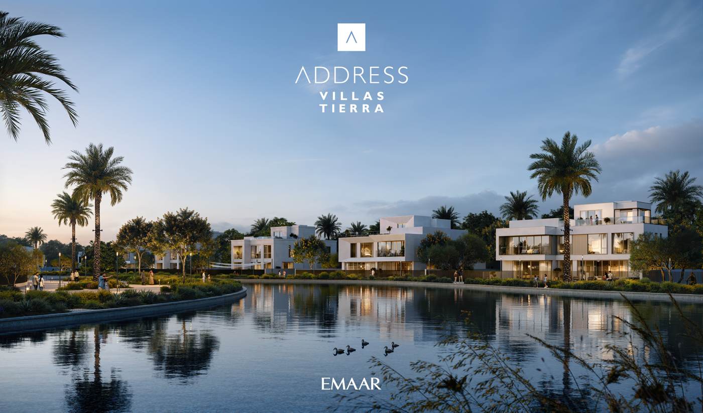 Villas across the lake at dusk